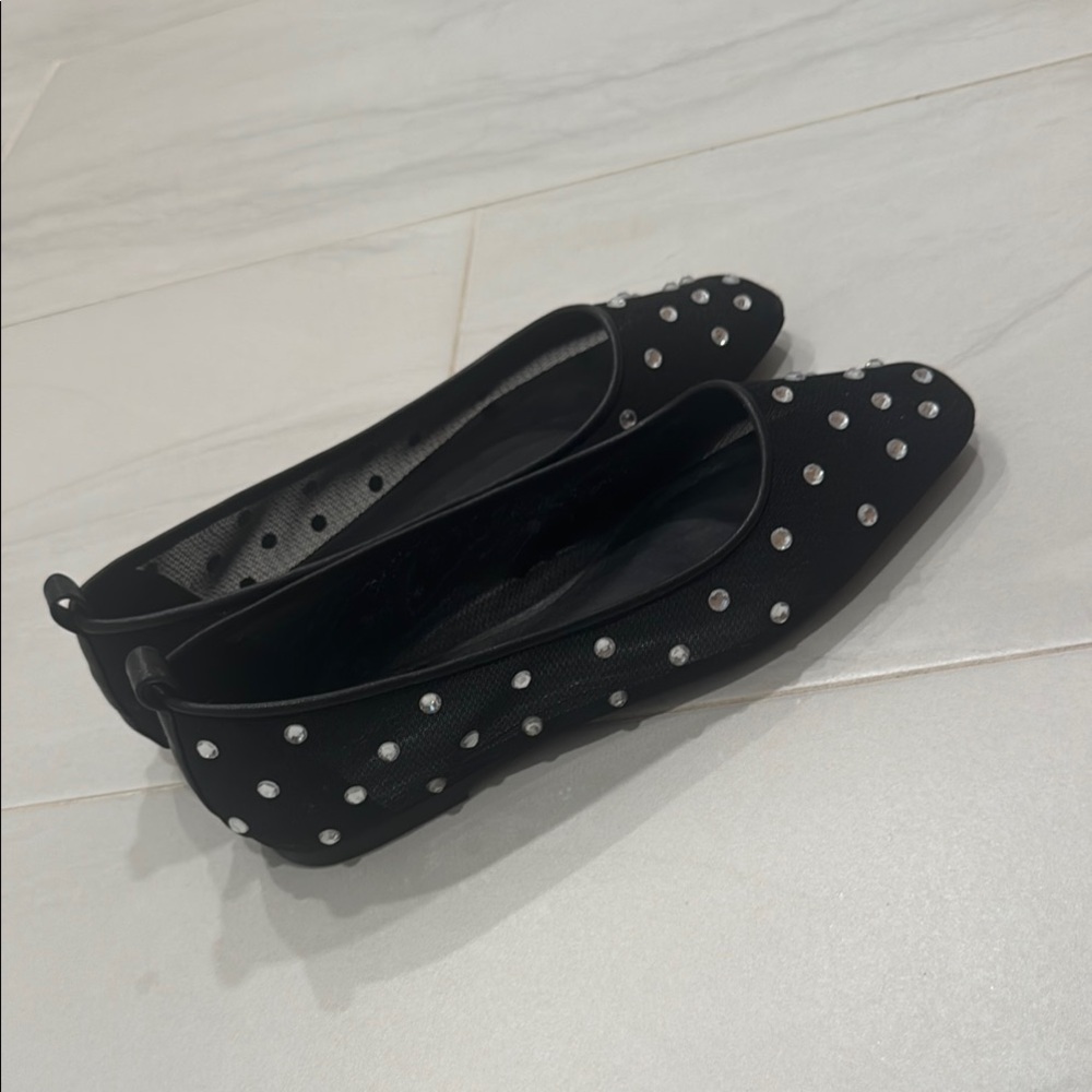 Open edit Black Studded Women's Flats